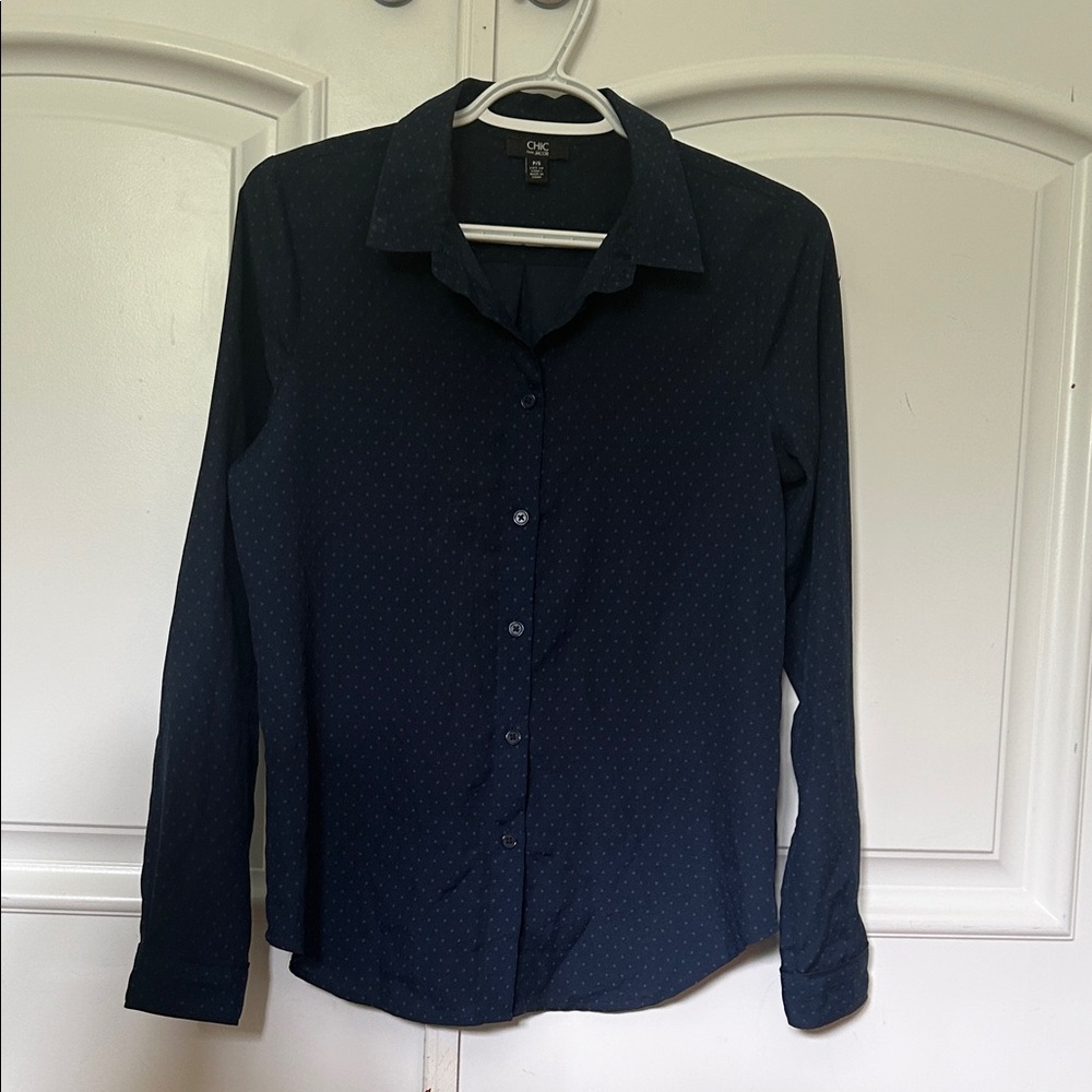 Jacob Women's Navy Polka Dot Button Down Shirt